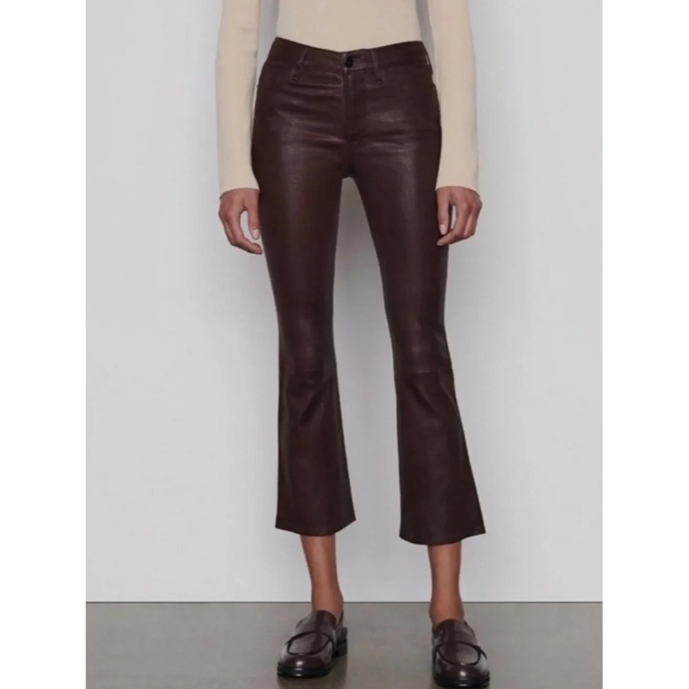 Frame Lamb Leather Le Mini Boot Crop Pants in Americano Brown Size 30